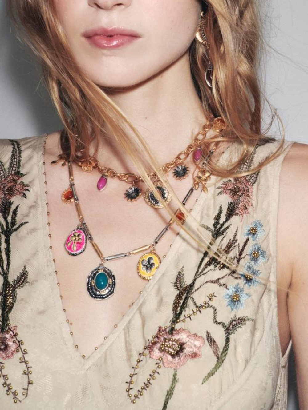 Zara 3 layer charm necklace